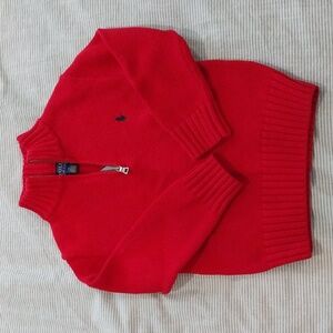 Polo Ralph Lauren Cotton Quarter-Zip Sweater - Red Boys 4T
